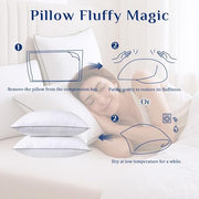 JOLLYVOGUE Pillows Queen Size Set of 4, Cooling and Firm Pillows with Oeko-Tex Certified Down Alternative Filling for Side, Back, and Stomach Sleepers, Hotel Collection
