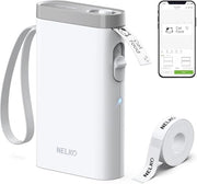 Nelko P21 Label Maker Machine with Tape, Bluetooth Label Printer, White | Creative App & Multiple Templates, Inkless Printing, Built-in Cutter, Ideal for School, Teacher Supplies, Office, and Home