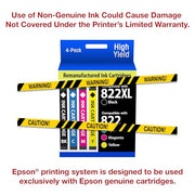 EPSON 822 DURABrite Ultra Ink High Capacity Black & Standard Color Cartridge Combo Pack (T822XL-BCS) Works with WorkForce Pro WF-3820,3823, 4820, 4830, 4833, 4834