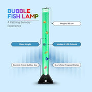 Straame 90cm LED Bubble Fish Lamp, Colour Changing Sensory Lamp, Black Base | 6 artificial fish, adjustable bubble flow, front dial, acrylic tube and UK plug for bedrooms, living rooms & sensory room use