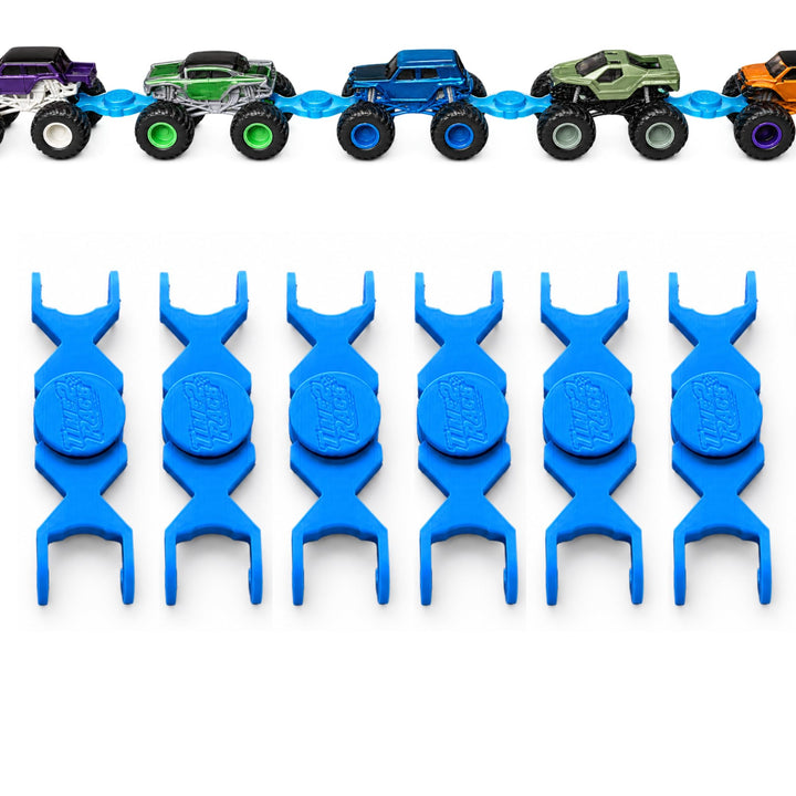 Time2Race Monster Truck Train Connectors, 6-Pack - Universal Hook-On Axle Design Compatible with Hot Wheels and Monster Jam 1:64 Scale Trucks