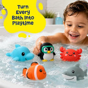 Tubby Tots Mold-Free Design Bath Toys for Kids - Baby Toys for Toddlers | 6 Sea Animals Bathtub Toys 2-4, 3-5 Years - Baby Beach Floating Tub Toy for Babies 6-12 Months - Water Table Toys
