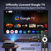 Google TV Smart Outdoor Projector, 4K Projector with WiFi and Bluetooth | 2000 ANSI Lumens, 30W HiFi Speaker, Auto Focus & 6D Keystone, HDR10, Portable Movie Projecteur for Outdoor & Home Theater