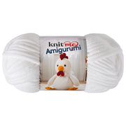 Knit Me Amigurumi Velvet Chenille Yarn, Chunky Yarn for Crochet, 50g/55m Super Soft Polyester for Teddies, Plush Toys and Blankets, EN71-3 and Oeko-Tex Certified, 5.5mm Hook (White)