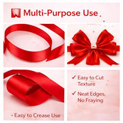 XEANCO 10mm Red Satin Ribbon, Polyester Ribbon, Enhance Your Crafts & Celebrations, Best for Gift Wrapping, Decorations, Wedding Car Ribbon, Ribbons for Crafting & Bows
