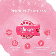 blinger® Diamond Starter Set | Pretty-n-Pink Gem Stamper + 75 Hair Gems | Bling In, Brush Out® | Gift for Girls & Parties | Bling Hair, Fashion, Anything!