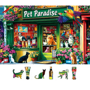 MINIWAN Puzzles for Adults 500 Pieces, Pet Paradise Jigsaw Puzzle | Pet Shop Cat Dog Puzzle with Unique Shaped Pieces, Letters on Back, Reference Poster, 23x15 Inch Wall Decor