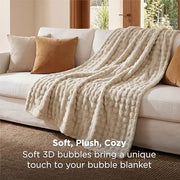 Bedsure Bubble Fleece Throw Blanket - Lightweight, Warm, Beige, 150x200cm | Cloud Bubble, Softness, Breathable and Gentle, Cosy for Autumn and Winter，Lightweight, Warm, Thoughtful Gift