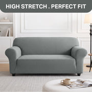 Hafaa High Stretch Sofa Cover 3 Seater Jacquard Spandex Non Slip Grey Sofa Slipcovers Elastic Fit Couch Covers for Living Room Soft Washable Furniture Protector for Pets/Kids/Dogs