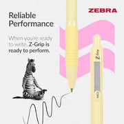 Zebra Pen Z-GRIP Smooth Ballpoint Pens Black Ink 5pk - Pastel Barrel 1mm Medium Point Retractable Ink Pens with Clip - Smooth Writing Pens with Low Viscosity Ink, Comfort Grip - 5 Pens Multipack