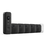Blink Outdoor 4 and Battery Doorbell 2K+ (newest model) — Two-year battery 1080p cameras and 2K battery doorbell. Sync Module Core included — 5 Cameras + Doorbell (Black)