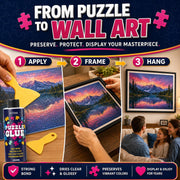 Clear Jigsaw Puzzle Glue with Applicators, Quick-Dry, 200mL | Glue for Puzzles to Frame, Non-Toxic, Non-Yellowing, Covers Up to 5,000 Pieces, Easily Preserves Finished Puzzles