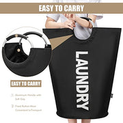 DOKEHOM 90L Large Laundry Basket Bag, Collapsible Tall Hamper, Black | Freestanding tall washing bin & foldable laundry bag. High-capacity clothes storage basket with durable sturdy handles