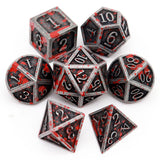 Haxtec Metal DND Dice Set, 7 Pcs Bloodstained Polyhedral Dice for RPG | Blood D&D Dice with Leather Bag, Compatible with Dungeons and Dragons, Heavy Metallic, Halloween Dice, TTRPG Gifts