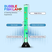 Straame 90cm LED Bubble Fish Lamp, Colour Changing Sensory Lamp, Black Base | 6 artificial fish, adjustable bubble flow, front dial, acrylic tube and UK plug for bedrooms, living rooms & sensory room use