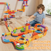 88 pcs KlickRail Electric Train Set Race Track for 3 4 5 6 7 8 Years Old | Building Toy Train Track Gravity-Defying 3D Embedded Layouts & Motorized Car, STEM Gift(Deluxe Set(88 piece)