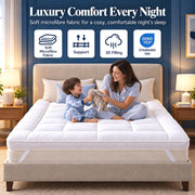 10cm Thick King Size Mattress Toppers - 1100GSM Hollowfibre (150X200cm) | Mattress Topper Kingsize Bed, Quilted Microfibre-Breathable, Hypoallergenic, Noiseless, Elastic Corner Straps