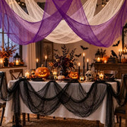 AHEONLAR 8 Pack Halloween Creepy Cloth 30x72 Inch Black White Purple Spooky Fabric Cloth Indoor Outdoor Halloween Decorations for Party Supplies, Home Wall, Doorway, Yard