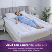 Arlinens Mattress Topper Double Bed 5cm Thick, Hotel Quality Box Stitched Microfibre Mattress Topper Super soft Anti Allergy Quilted Mattress Topper with Strong Elastic Straps (Double,137Cm X190cm)