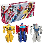 Transformers 1-Step Flip Heroes 3-Pack, 4-Inch Wheeljack, Bumblebee, and Optimus Prime Action Figures, Kids Easter Toys or Basket Stuffers, Age 6+