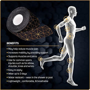 Care Science Copper Infused Kinesiology Tape, 40 Precut Strips, 2 Rolls | Elastic Sports & Weightlifting Tape Supports Muscles & Joints. Water Resistant.