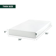 Zinus 6 Inch Twin Green Tea Memory Foam Mattress, Medium Firm Feel | Pressure-Relieving Comfort & Full-Body Support, Naturally Fresh, CertiPUR-US & OEKO-TEX Certified Safe Materials
