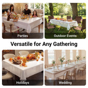 Auros 10-Pack White Plastic Tablecloths 54x108, Fits 6-8FT Rectangle Tables | Disposable Table Covers, Waterproof & Throw Away, Easy Cleanup for Halloween, Thanksgiving, Christmas Party, Wedding, Picnic