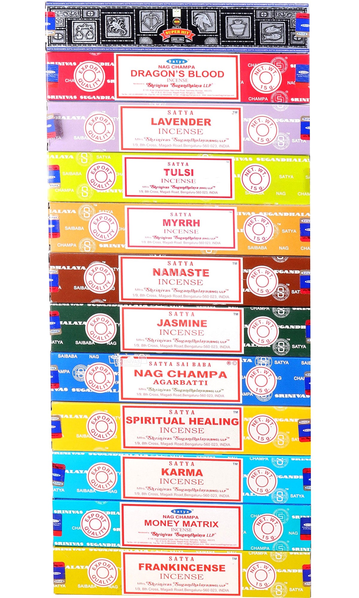 Satya Incense Sticks, Series 1, 12x15g