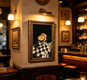 Vintage Gold Framed Martini Bar Wall Art, Moody Cocktail and Chess Canvas Print, Dark Espresso Martini Painting Picture, Chessboard Aesthetic Poster Print Artwork for Kitchen Dining Room Home Bar