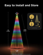 Govee Christmas Cone Tree Lights, 9ft 610 LEDs RGBIC Christmas Tree Light | Smart App Control, IP67 Waterproof Outdoor String Lights for Halloween Christmas Decorations, 100+ Scene Modes, Music Sync
