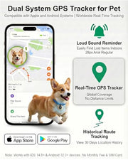 GPS Tracker for Dogs, Smart Dog Tracker with Real-Time Location, for Android and iPhone No Monthly Fee & No SIM Card- Pet Location Tracker with Holder, IP68 Waterproof, Indoor & Outdoor Pet Safety Use