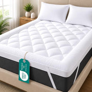 Linens World Mattress Topper 4FT Small Double Bed 10cm Thick (122x190cm) | Quilted Super Soft Microfiber Topper 1200GSM Hollow Fibre Fill, Washable with Strong Elastic Corner Straps for Extra Comfort