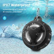 EBODA Bluetooth Shower Waterproof Speaker Portable Gifts for Kayak Teens | IP67 Small Mini Speakers with LED Light, Floating, 2000mAh, True Wireless Stereo for Hiking, Beach, Stuff for Boys Men-Black