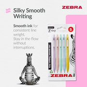 Zebra Pen Z-GRIP Smooth Ballpoint Pens Black Ink 5pk - Pastel Barrel 1mm Medium Point Retractable Ink Pens with Clip - Smooth Writing Pens with Low Viscosity Ink, Comfort Grip - 5 Pens Multipack