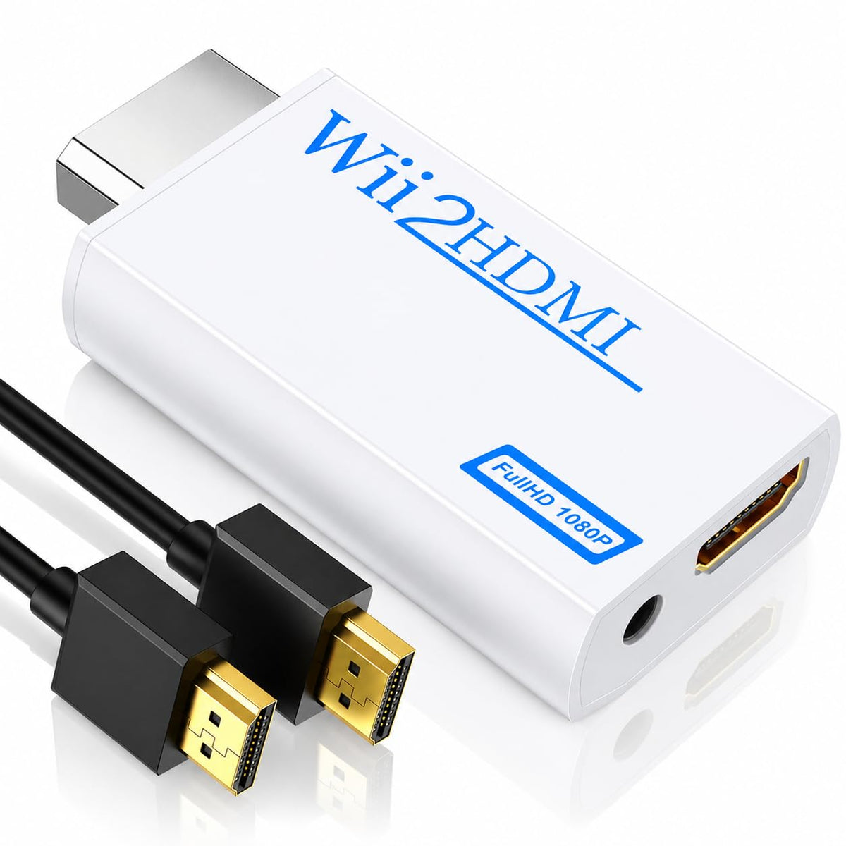 GANA Wii to HDMI Converter, 1080P Wii HDMI Adapter with 3.5mm Audio Jack | Plug and play, supports all Wii display modes, compatible with Wii/Wii U, HDTVs, monitors and projectors