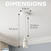 Status 9-Inch B22 Bayonet Ceiling Pendant Light Fitting, White | Pre-Wired with Cord Grip, Indoor Lighting Fixture, S9INCPB4