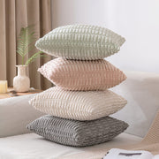 MIULEE Cushion Covers 45x45 cm Cream 2er Set Wheat Stripe Corduroy | Decorative, Boho, Scandinavian, Modern, Versatile, Soft, Sofa, Bedroom, Living Room, Bedroom, Home Office, Armchair