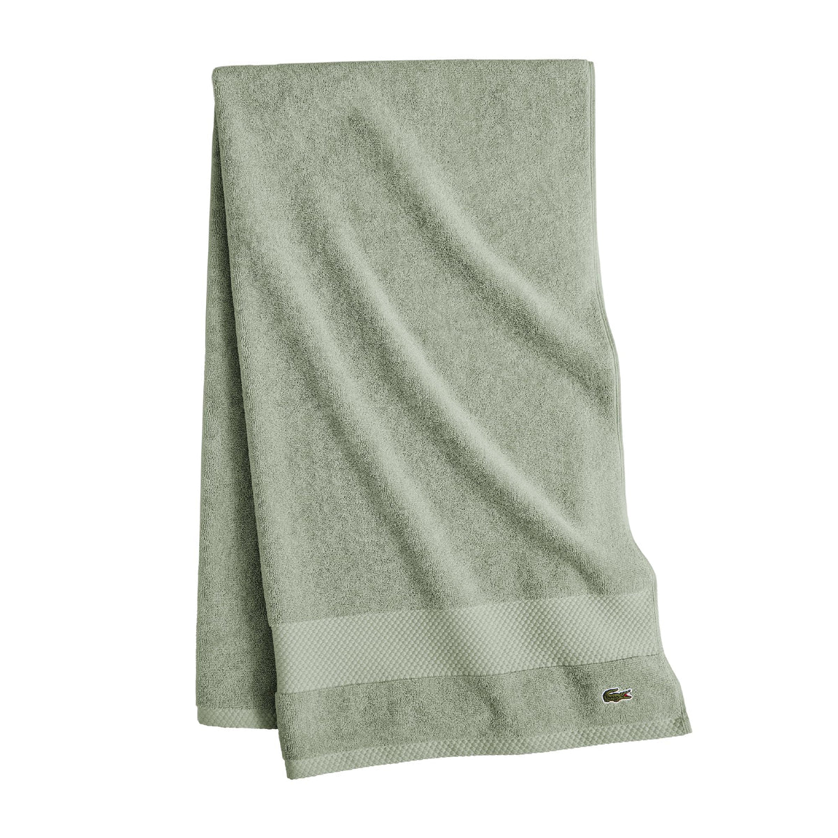 Lacoste Heritage 100% Supima Cotton Bath Towel 30" x 54", Aloe | Highly Absorbent & Quick Drying, Premium Super Soft, Bathroom Essential, Gift for All Occasions, Machine Washable