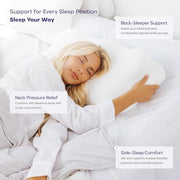 Mellow CloudAlign Memory Foam Pillow for Neck & Shoulder Support, Standard | Dual Height Ergonomic Cervical Pillow for Side Back & Stomach Sleepers, Contoured Orthopedic Bed Pillow with Washable Cover