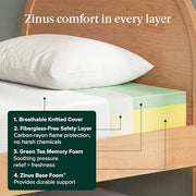 Zinus 6 Inch Twin Green Tea Memory Foam Mattress, Medium Firm Feel | Pressure-Relieving Comfort & Full-Body Support, Naturally Fresh, CertiPUR-US & OEKO-TEX Certified Safe Materials