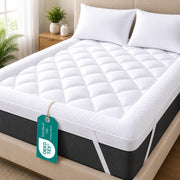 Linens World Mattress Topper 4FT Small Double Bed 10cm Thick (122x190cm) | Quilted Super Soft Microfiber Topper 1200GSM Hollow Fibre Fill, Washable with Strong Elastic Corner Straps for Extra Comfort