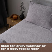 Brentfords Teddy Fleece Fitted Sheet, Gifts for Women Men Super Soft Warm Fitted Bed Sheets Double Thermal Luxury Winter Cuddly Bed Sheets Teddy Bear Bedding Easy to Use Fit, Grey Silver
