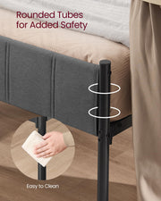 VASAGLE Single Bed Frame, with Upholstered Headboard, 90 x 190 cm | Metal Bed Frame, 250 kg Weight Capacity, Easy Assembly, Slate Grey, DUPON Collection RMB971G02