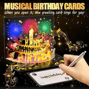 Bevbovcard Pop Up Birthday Cards for Men, LED Light & Music Blow The Candle | 3D Balloons, Singing Happy Birthday gifts Card for Husband - Women, Kids, Son, Her, & Dad