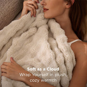 Bedsure Bubble Fleece Throw Blanket - Lightweight, Warm, Beige, 150x200cm | Cloud Bubble, Softness, Breathable and Gentle, Cosy for Autumn and Winter，Lightweight, Warm, Thoughtful Gift