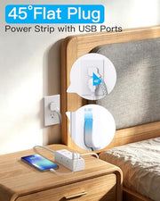 One Beat Surge Protector Power Strip, 5 Ft Flat Plug Extension Cord, 900J | 6 Outlets 4 USB Ports(2 USB C), Wall Mount Outlet Extender Small Power Strip for Travel Home Office College Dorm Room Station
