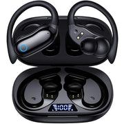 GNMN Active Noise Cancelling Ear Buds Wireless Earbuds 96hrs Playback Bluetooth Headphones Dual Battery Display Stereo Bass Earphones with Earhooks Microphone IPX7 Waterproof for Sports/Runing/Workout