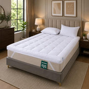 Arlinens Mattress Topper Double Bed 5cm Thick, Hotel Quality Box Stitched Microfibre Mattress Topper Super soft Anti Allergy Quilted Mattress Topper with Strong Elastic Straps (Double,137Cm X190cm)