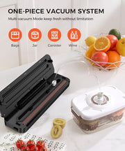 Vacuum Sealer Machine 75KPa, 6-in-1 Dry/Moist Modes, Digital Timer | Compact & lightweight body | Effortless one-touch operation | Extends food freshness 8 times longer Black Silver