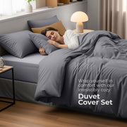 Utopia Bedding Double Duvet Cover Set with 2 Pillowcases 50x75 cm, Grey | Microfiber Bedding Quilt Cover Set with Pillowcases, Oeko-TEX Certified,Soft Breathable Comfort - Ideal for Home and Hotels
